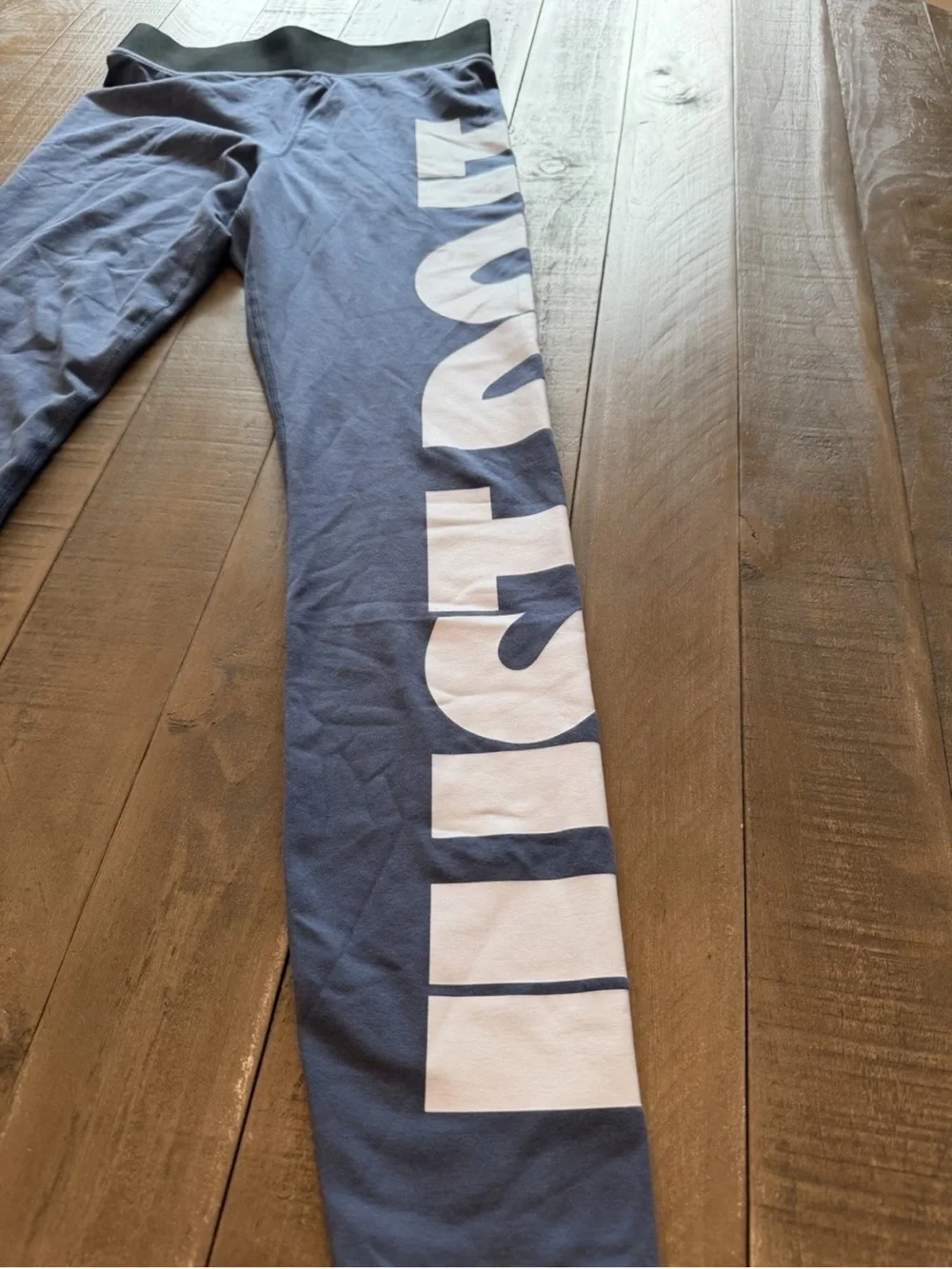 Nike Just Do It Leg-A-See Women’s Workout Leggings Size Small Blue/White Logo